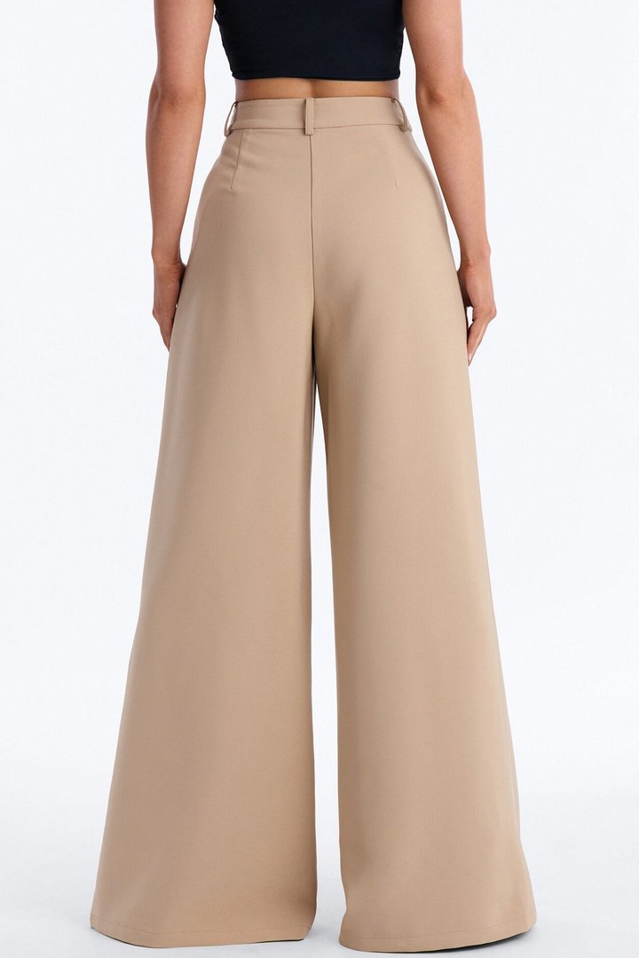 Karianna Crepe Woven Wide Leg Pant 33 - Khaki