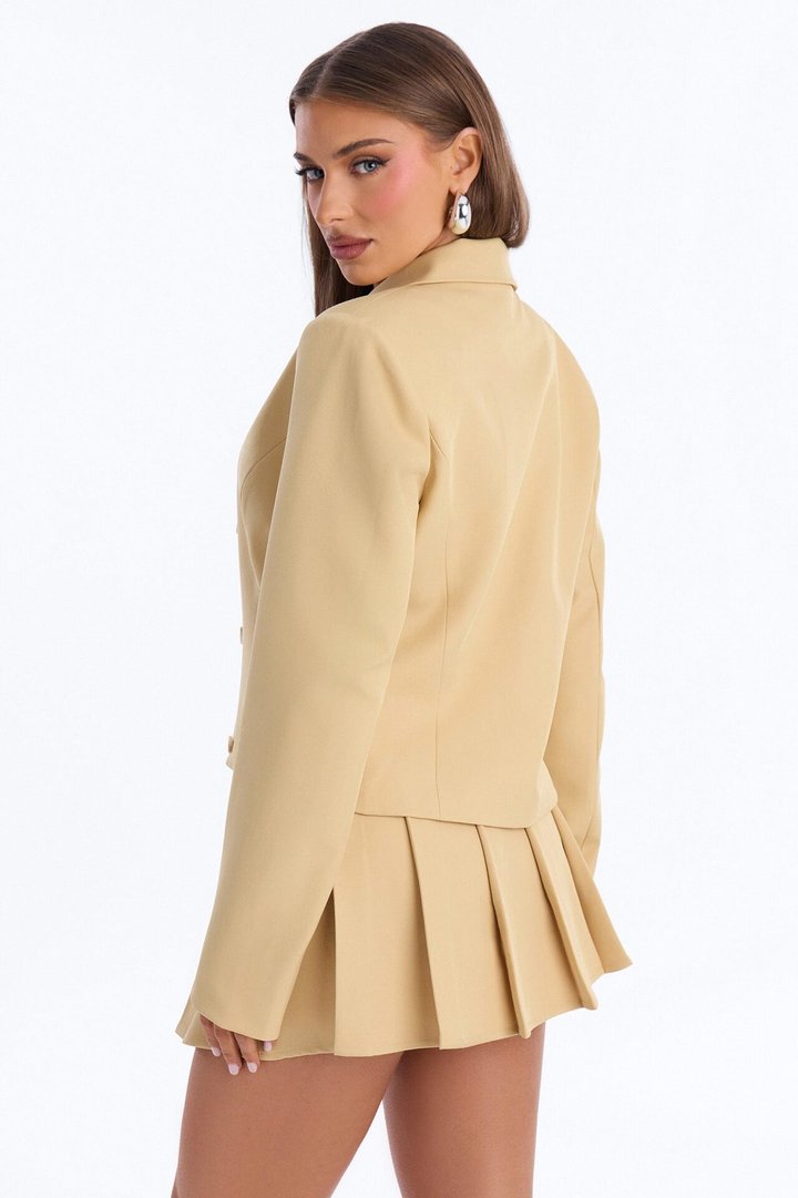 Walk the Talk Fitted Collared Blazer - Khaki
