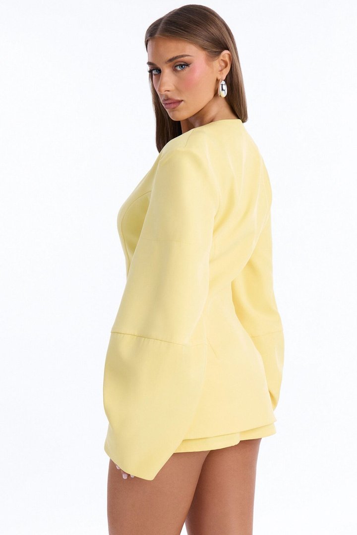 Sweet & Smart Barrel Sleeve Blazer - Butter Yellow