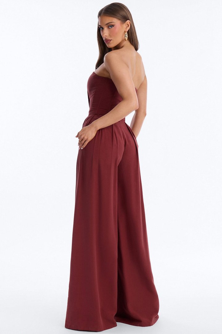 Jenine Corset Wide Leg Pant Set - Rust