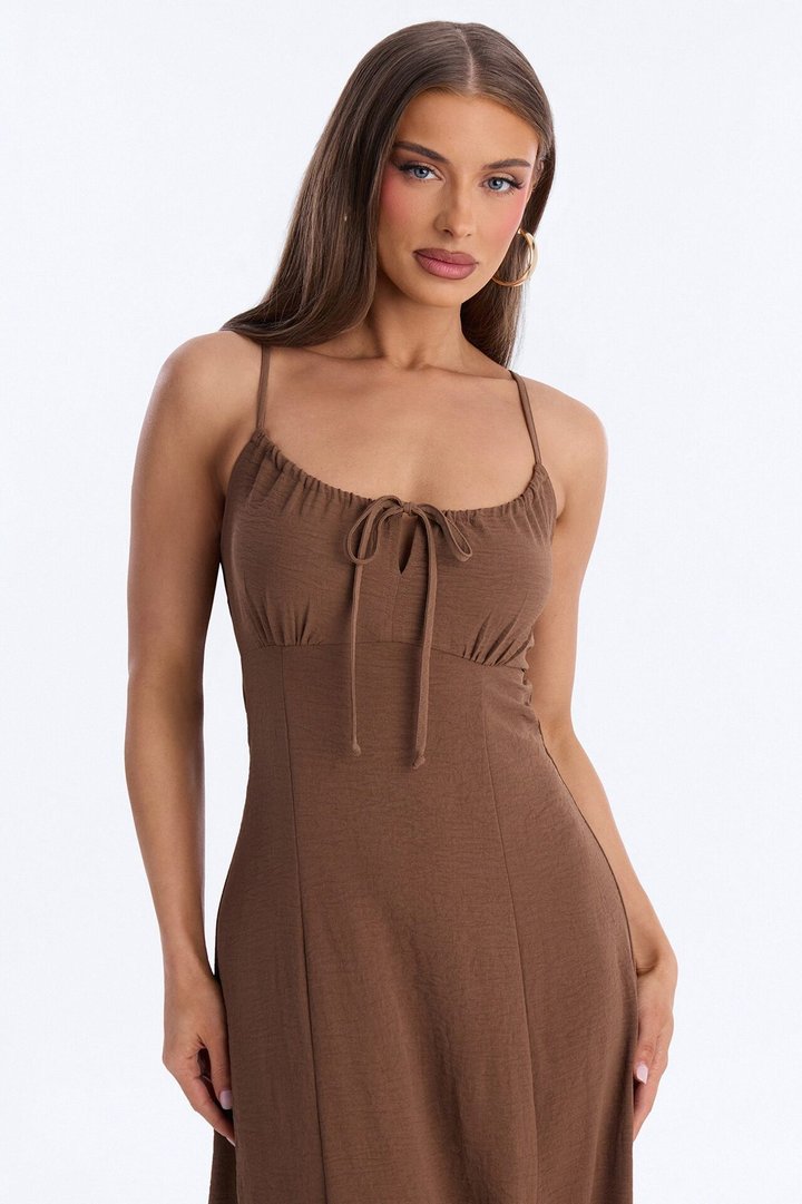 Lysandra Sleeveless Airflow Maxi Dress - Brown