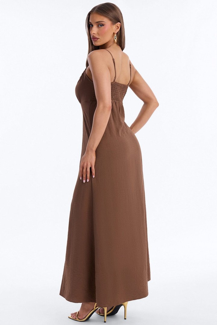 Lysandra Sleeveless Airflow Maxi Dress - Brown
