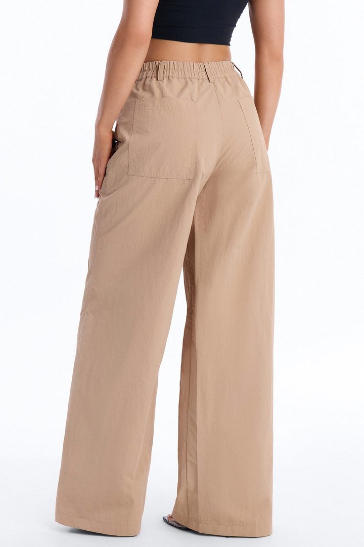 Not Your Man's Button Up Wrap Waist Wide Leg Trouser - Khaki