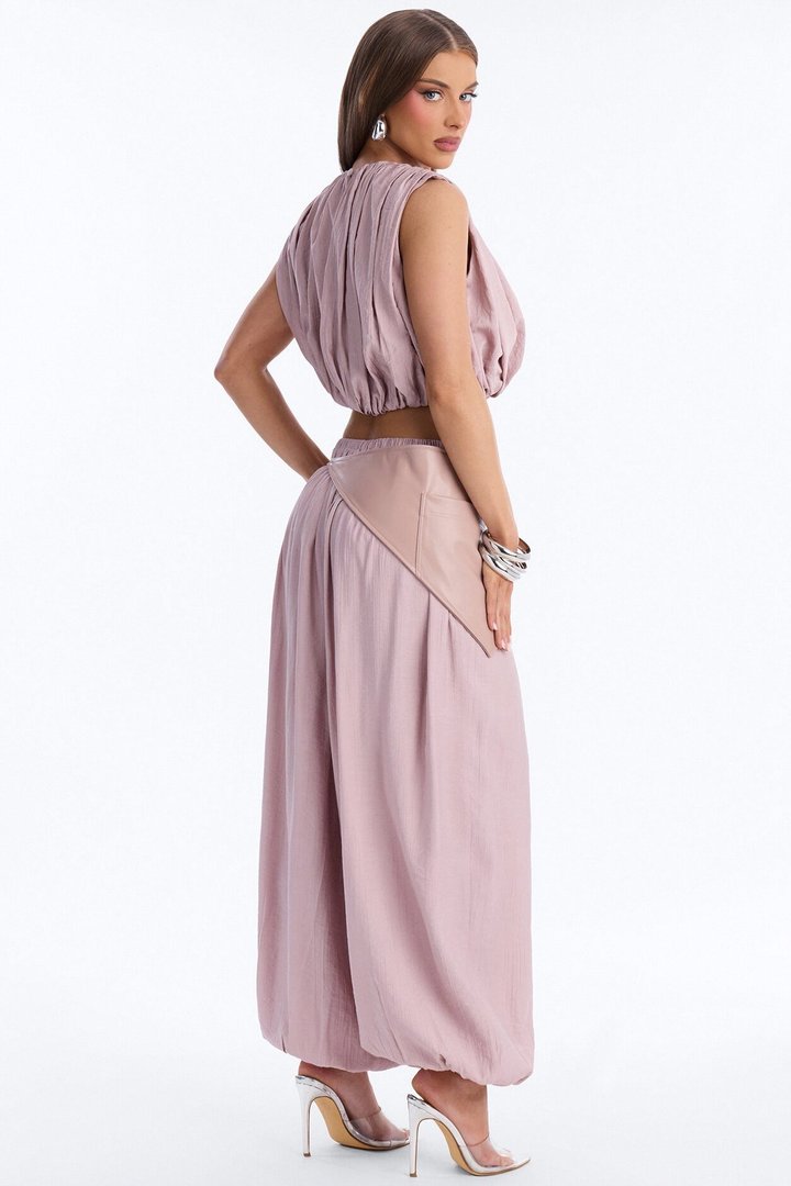 Kristina 3 Piece Balloon Pant Set - Mauve