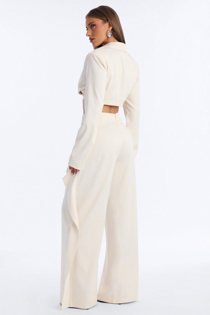 Twist My Intentions Blazer Pant Set - Cream