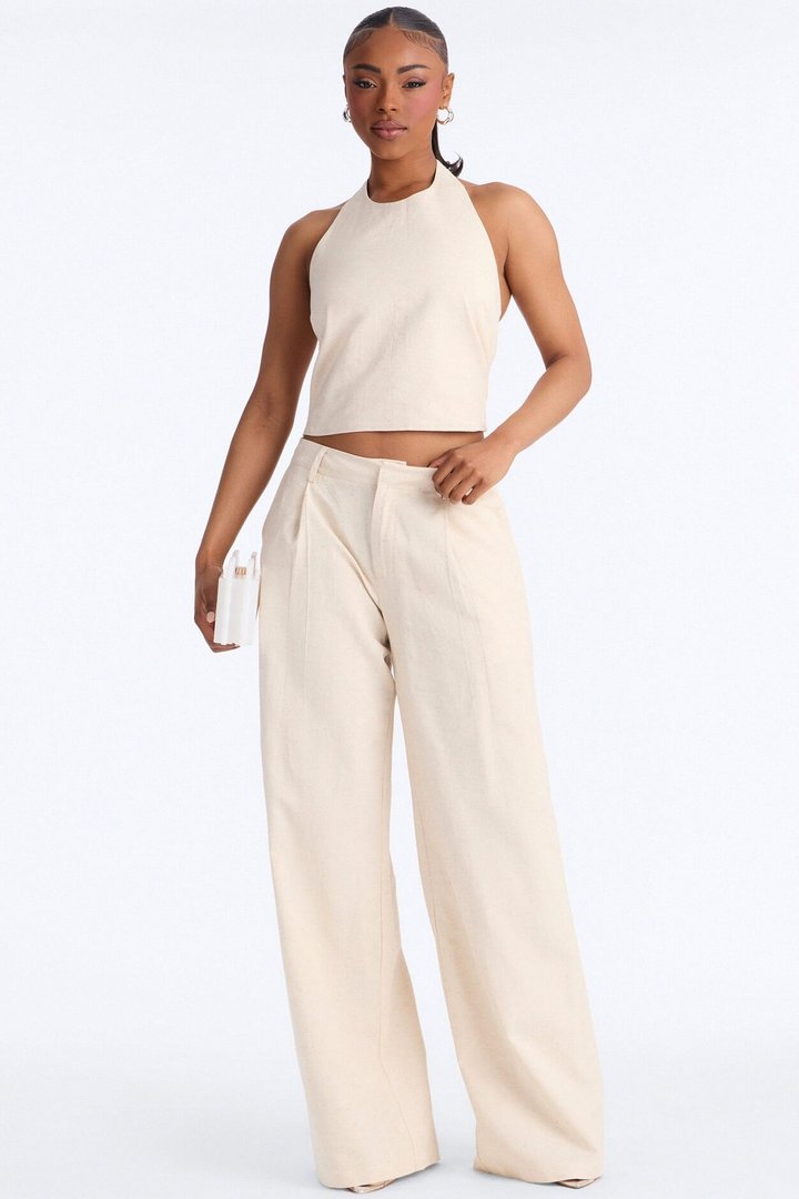Ocean Breeze Linen Low Rise Pant 33″ - Stone