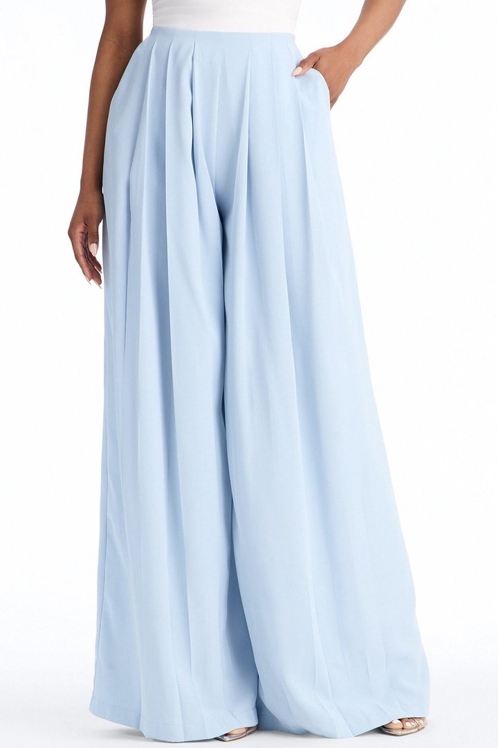 Feminine Feel Crepe Wide Leg Pant 33″ - Light Blue