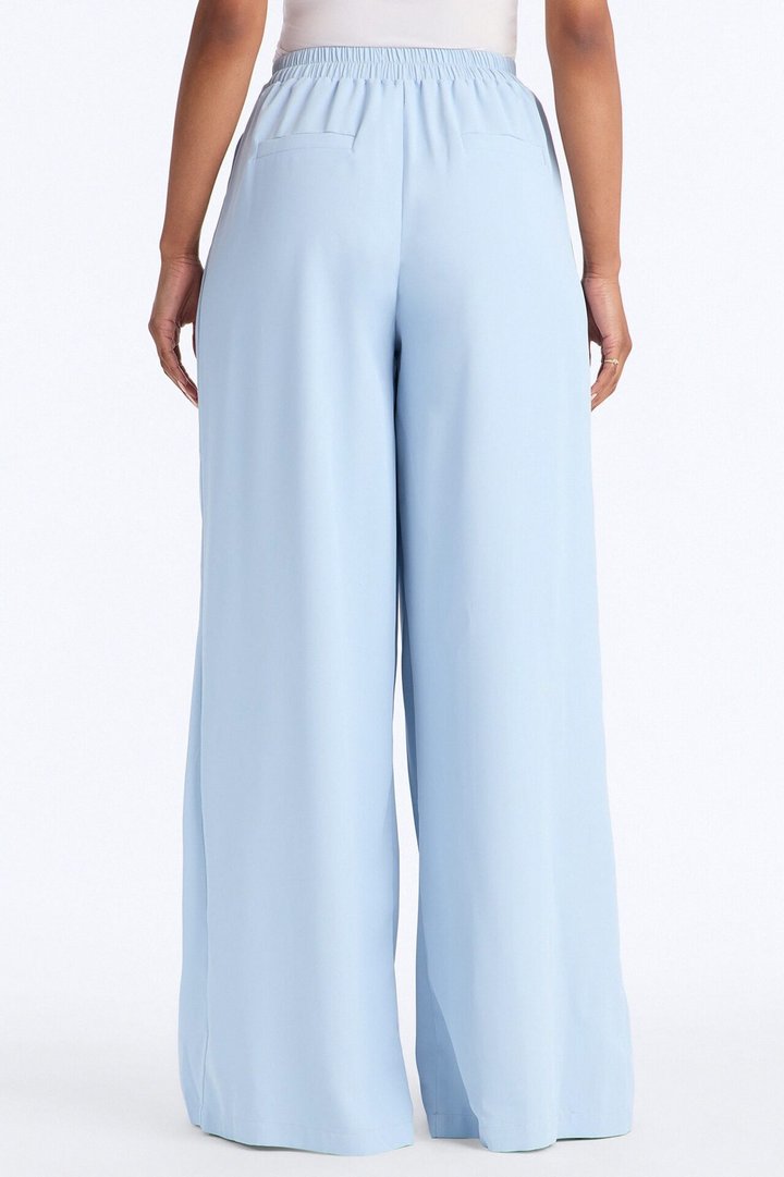 Feminine Feel Crepe Wide Leg Pant 33″ - Light Blue