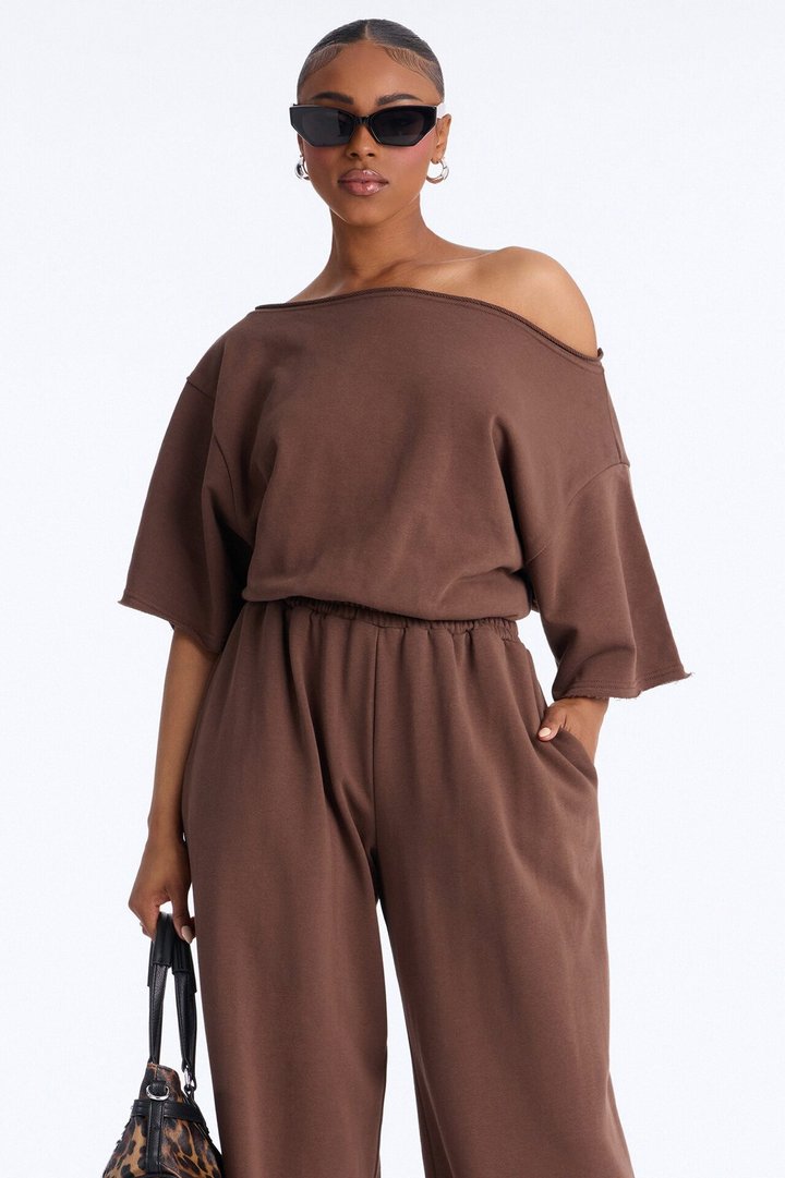 Sunday Lounge Wide Leg Jumpsuit - Chocolate