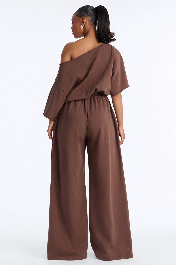 Sunday Lounge Wide Leg Jumpsuit - Chocolate