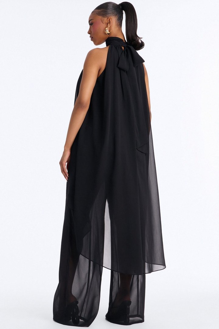 Jocelyn Flowy Halter Pant Set - Black