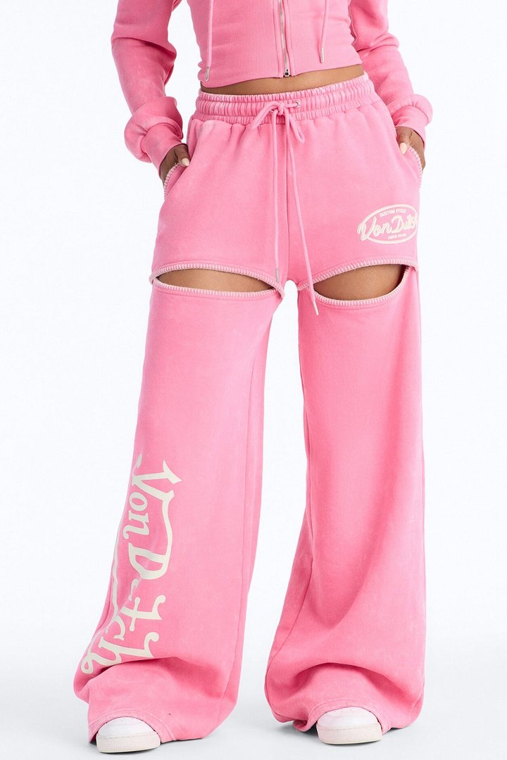 Von Dutch Washed Faded Love Pants - Pink