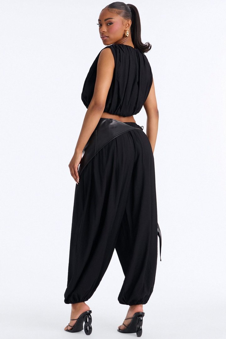 Kristina 3 Piece Balloon Pant Set - Black