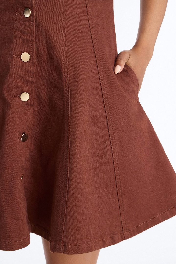 Raven Stretch Denim Mini Dress - Brown