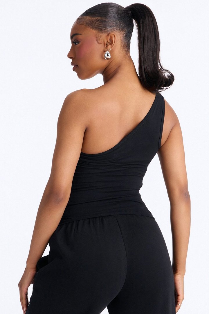 Von Dutch Rocker One Shoulder Tank Top - Black