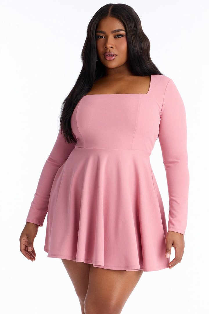 Alena Long Sleeve Mini Dress - Mauve
