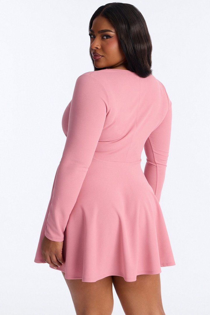Alena Long Sleeve Mini Dress - Mauve