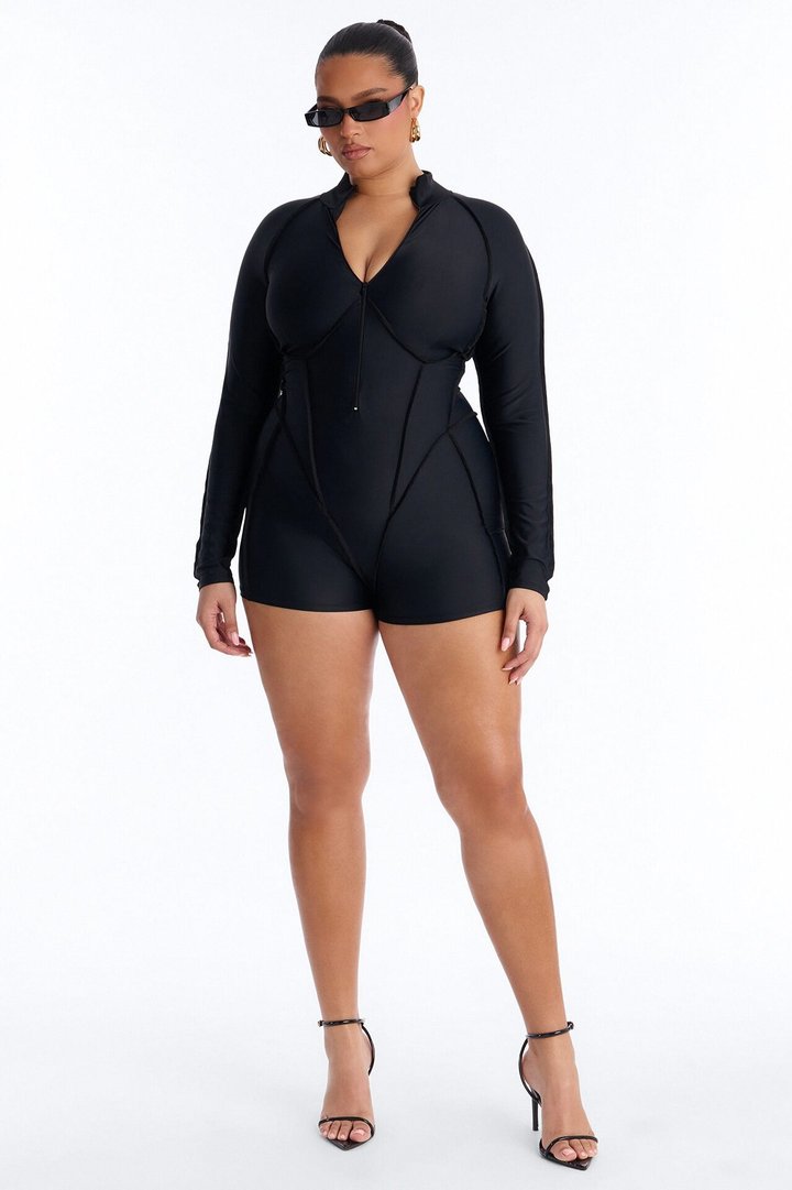 Tressa Backless Micro Romper - Black