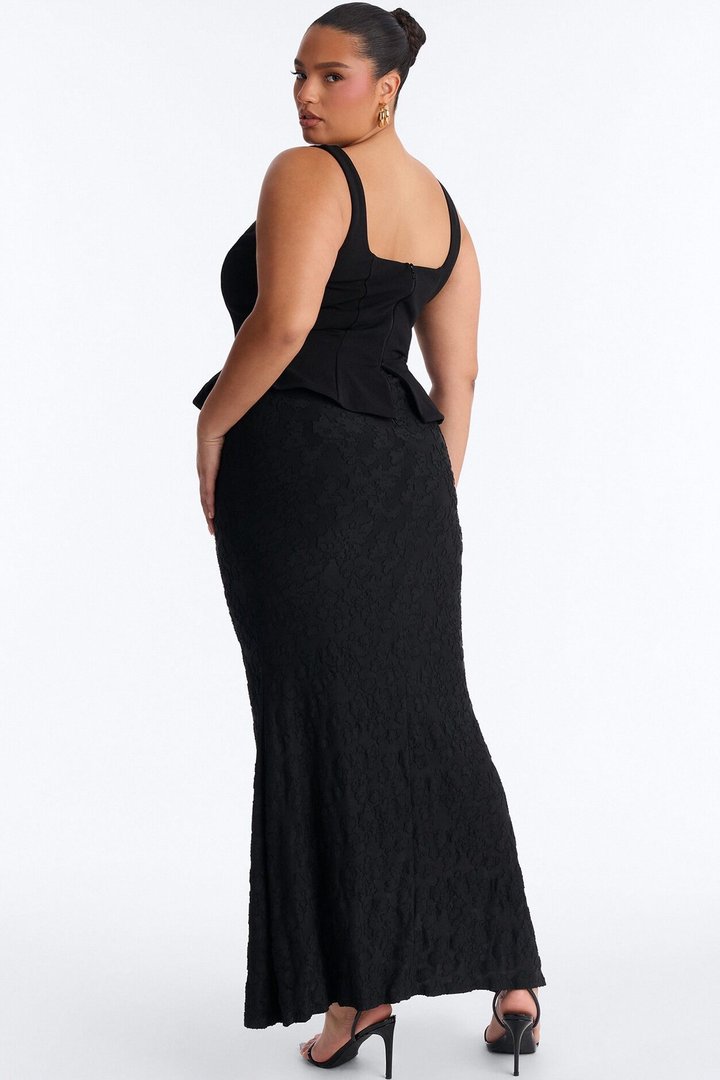In Bloom Peplum Gown - Black