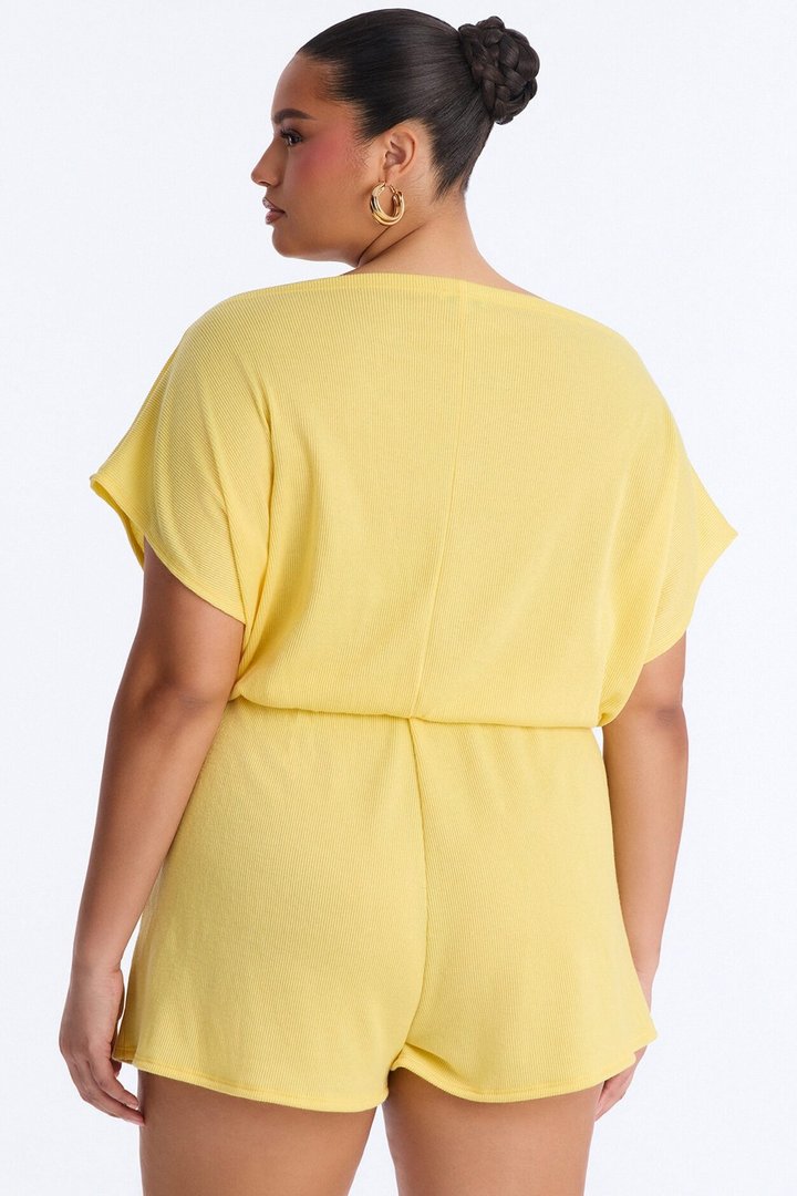 Easy Does It Ribbed Romper - Yellow