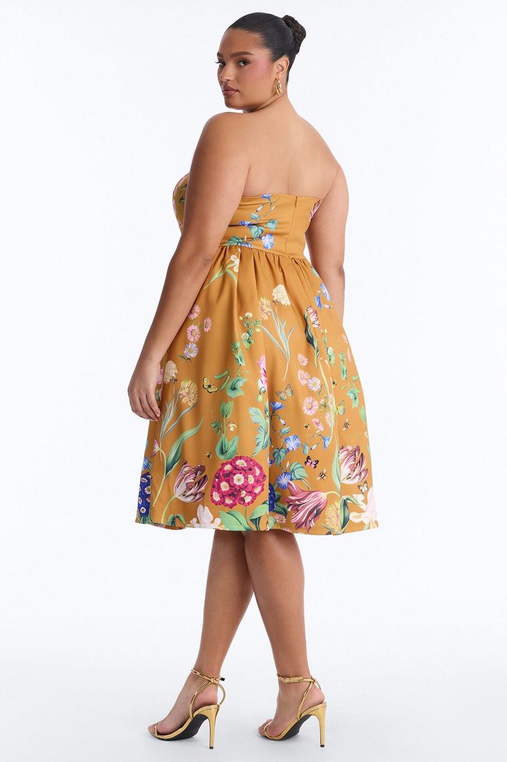 See Me Blossom Floral Midi Dress - Gold/combo