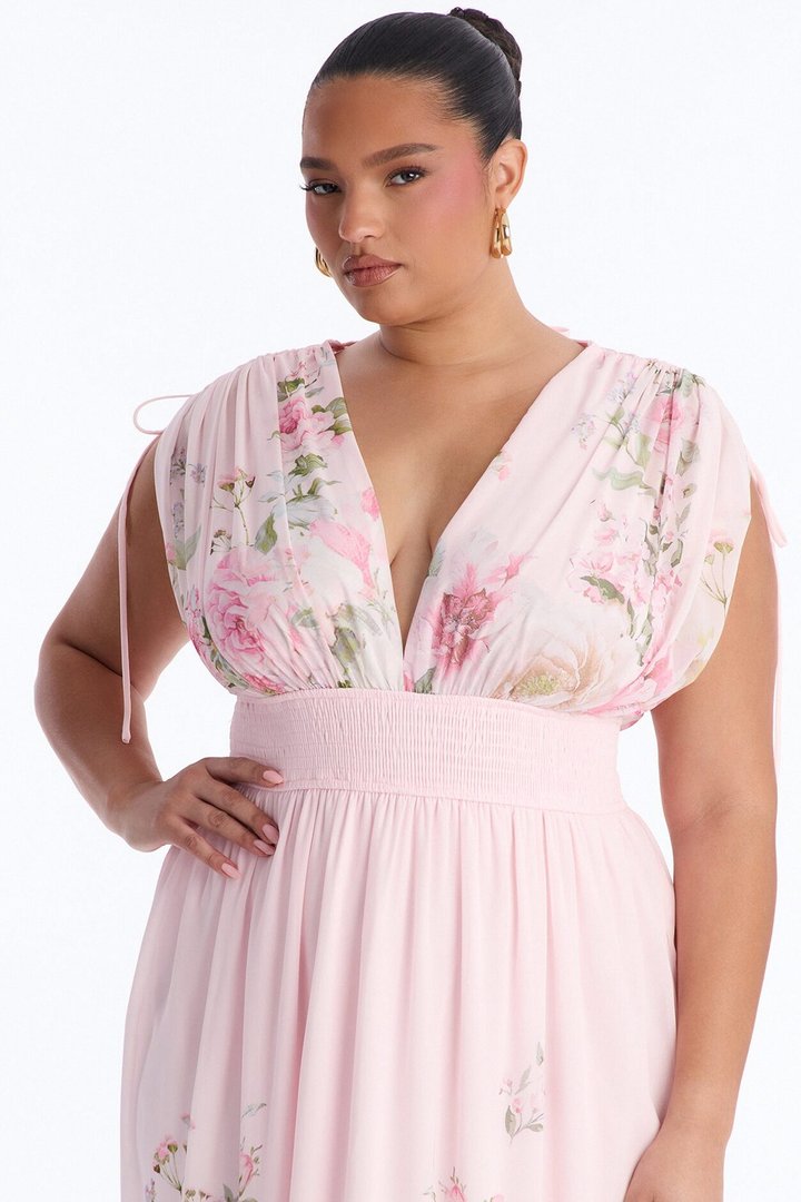Peachy Keen Chiffon Maxi Dress - Pink/combo
