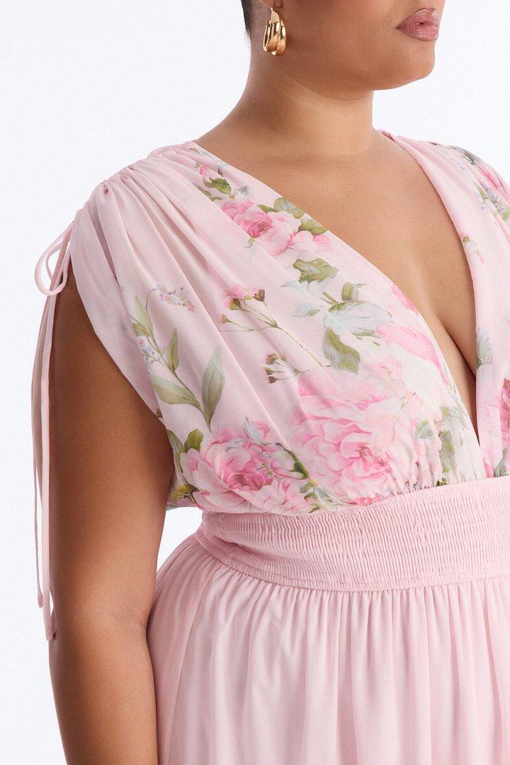Peachy Keen Chiffon Maxi Dress - Pink/combo