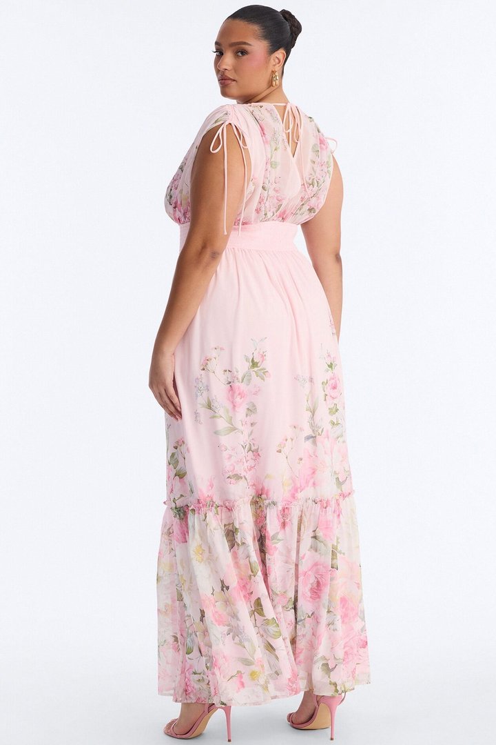 Peachy Keen Chiffon Maxi Dress - Pink/combo