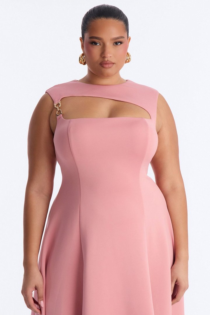 Mallie A Line Midi Dress - Mauve