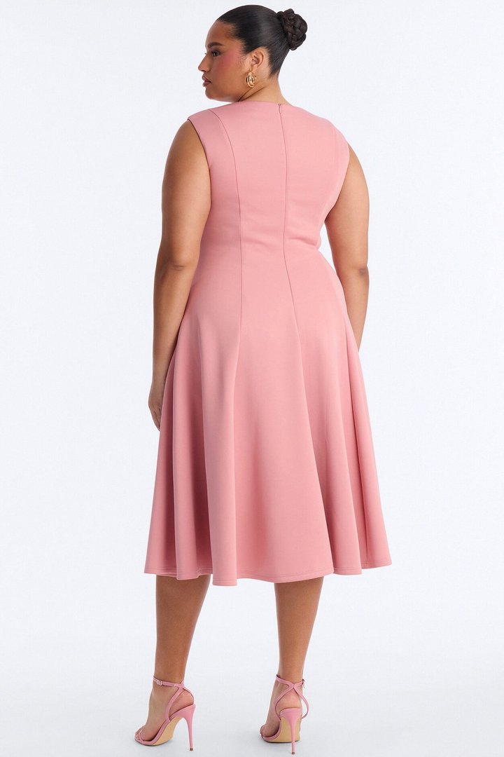 Mallie A Line Midi Dress - Mauve
