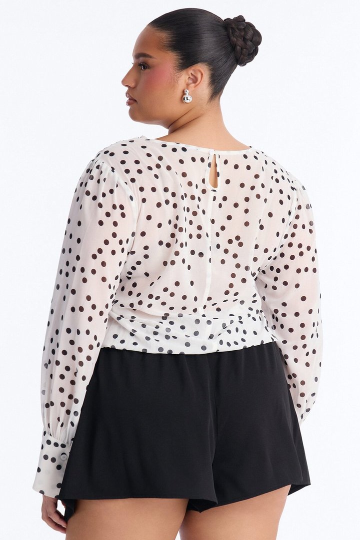 Polka Dot Vibe Chiffon Romper - Black/White