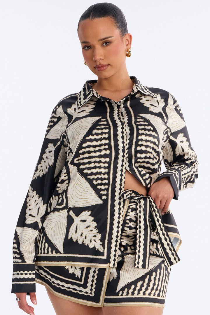 Island Escape Satin Skort Set - Black/combo