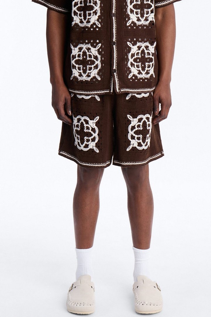 Relaxed Lido Isle Crochet Short - Brown