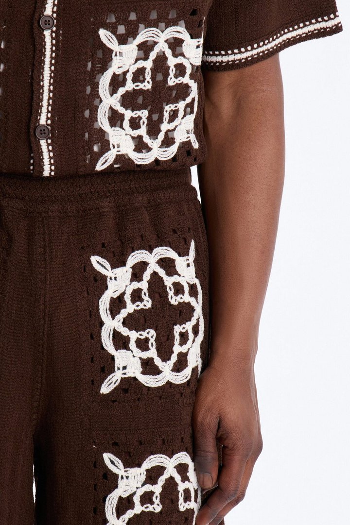 Relaxed Lido Isle Crochet Short - Brown