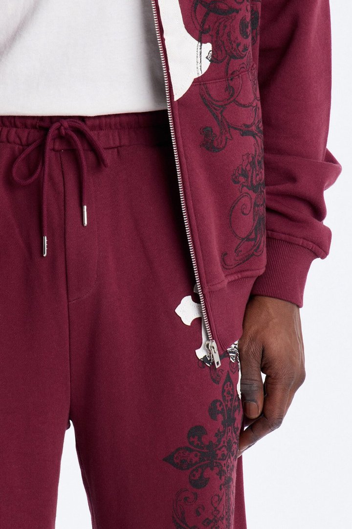 Cross Patch Sweatpants - Burgundy