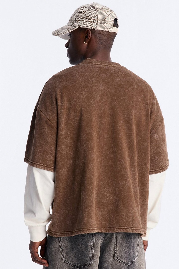 Von Dutch Studio Oversized Fleece Twofer - Brown