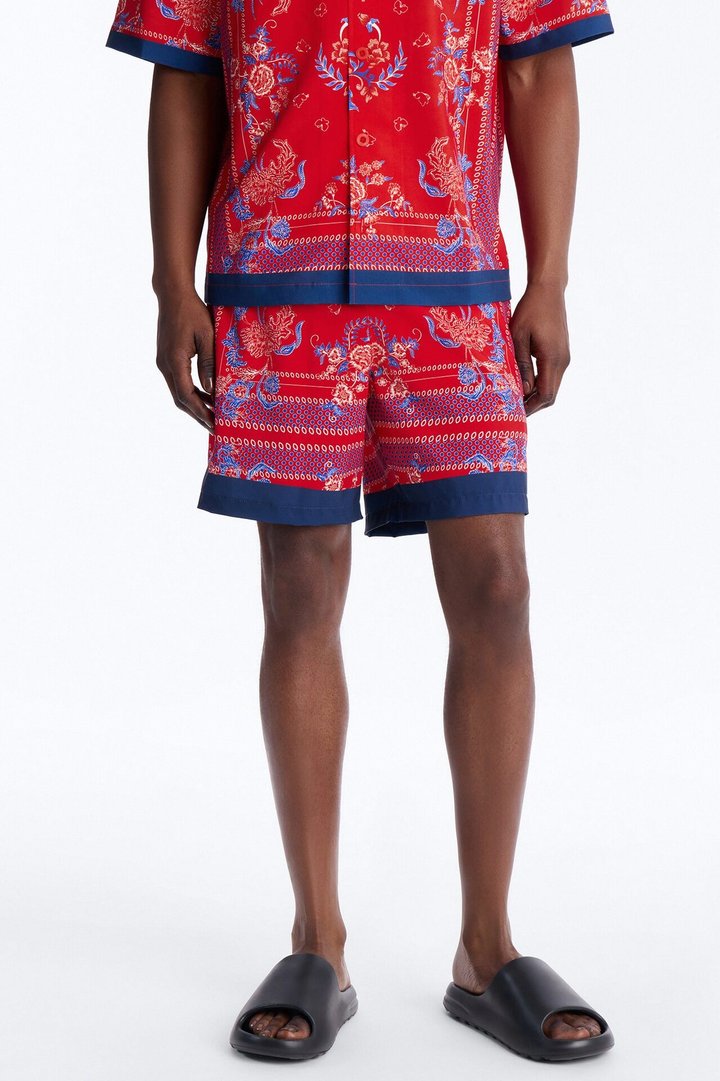 Mirage Bloom Swim Trunk 7″ - Red