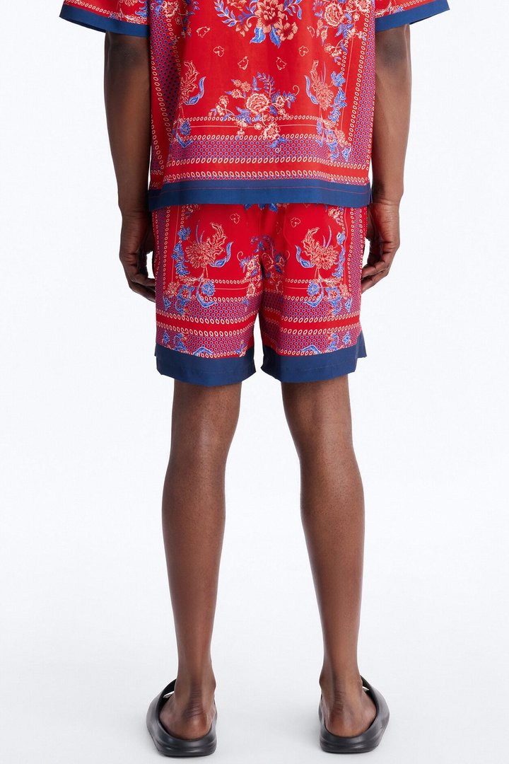 Mirage Bloom Swim Trunk 7″ - Red