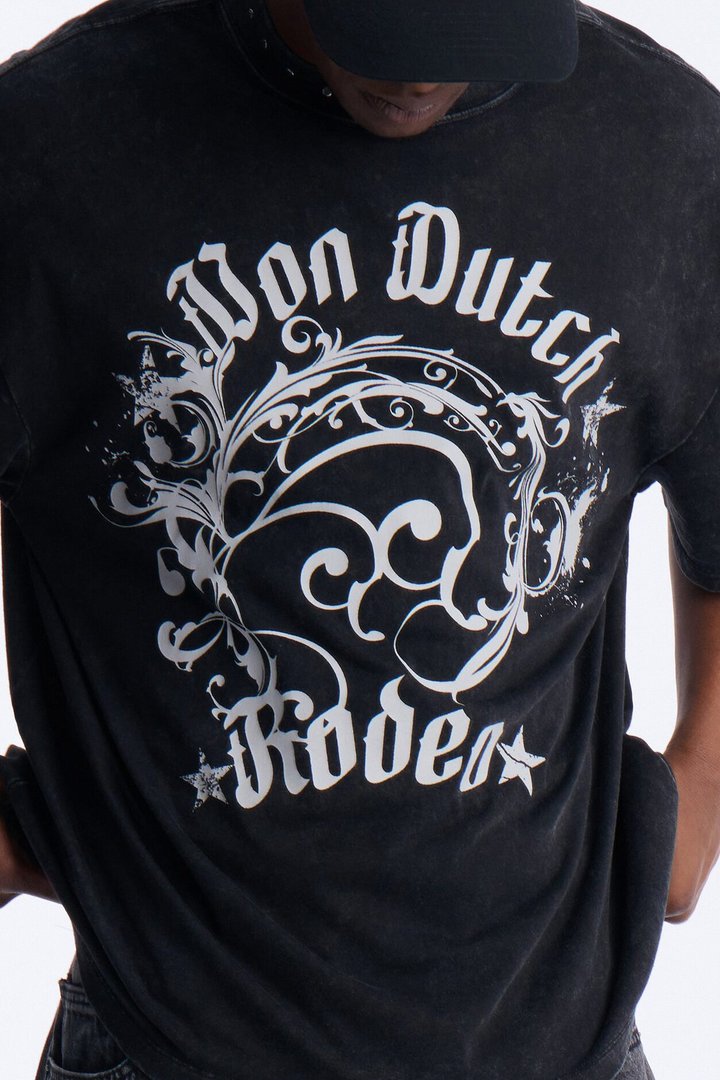Von Dutch Boxy Rodeo Stud Short Sleeve Tee - Black