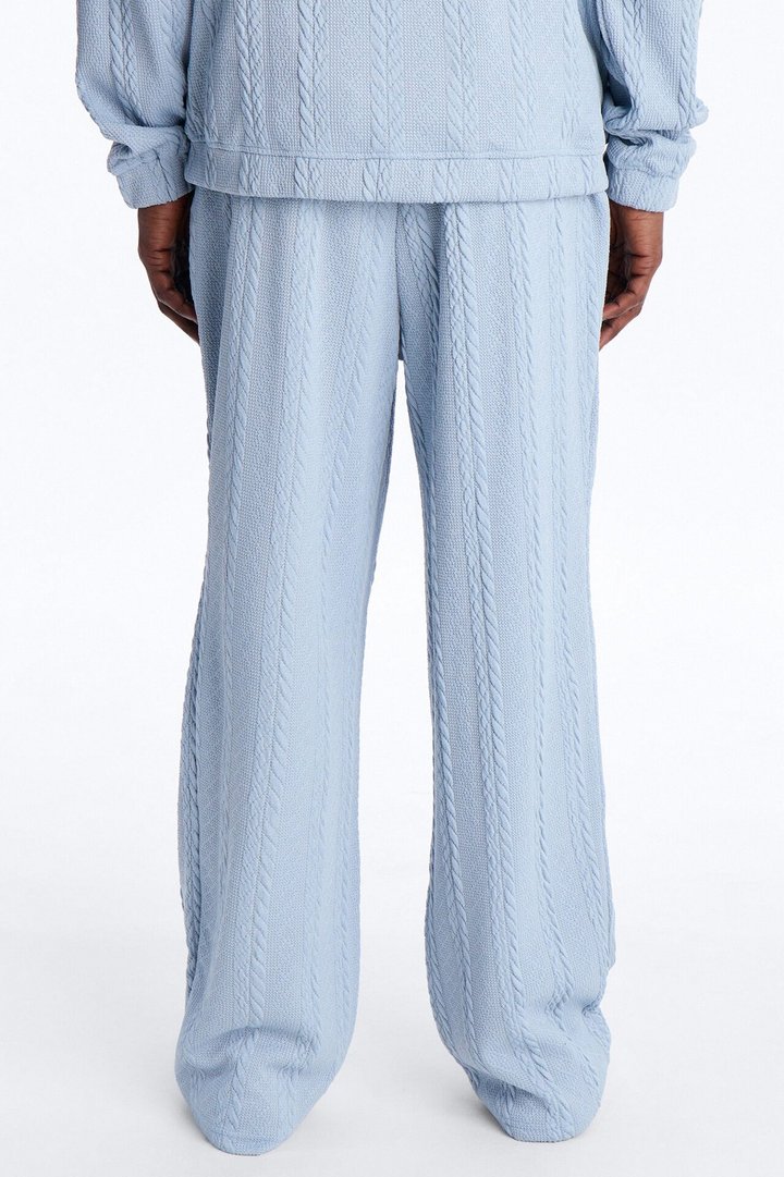 Baggy Textured Cozy Braided Pant - Blue