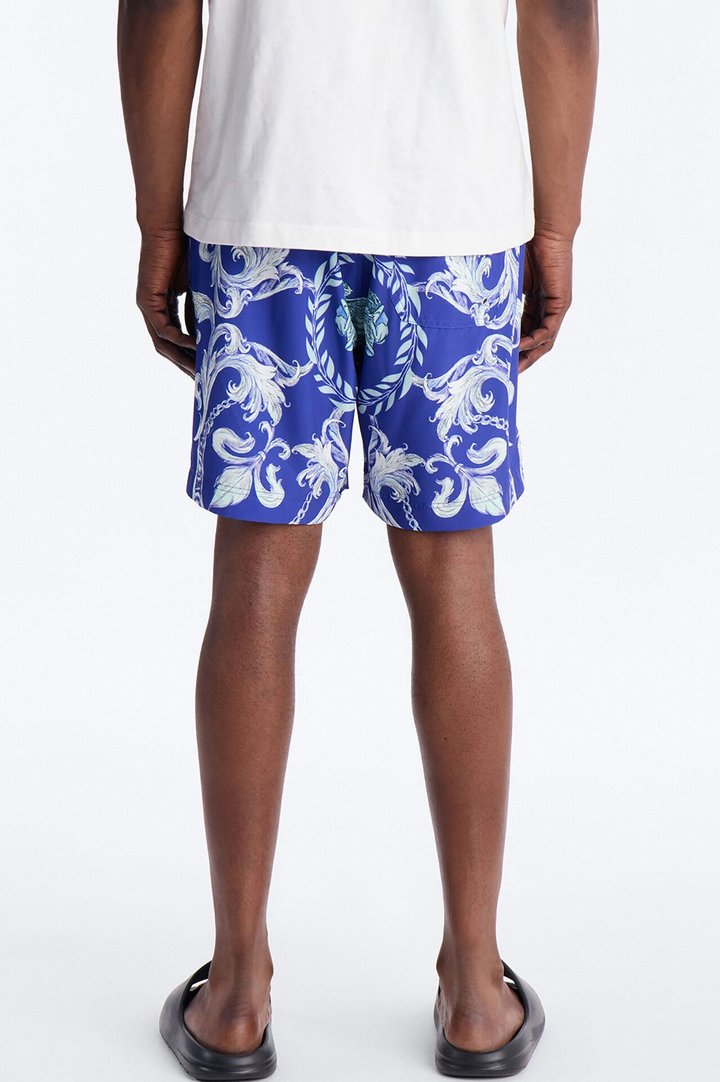 Interlinked Chain Baroque Swim Trunk 7″ - Blue