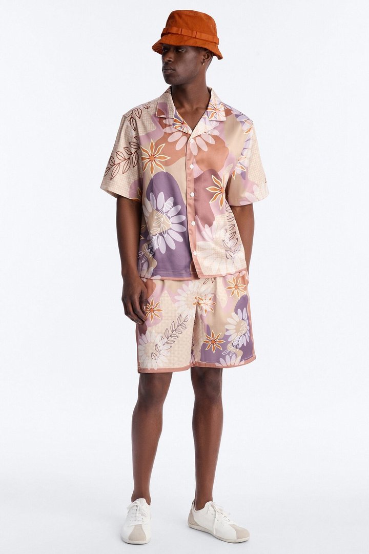 Relaxed Palm Bloom Short - Pink