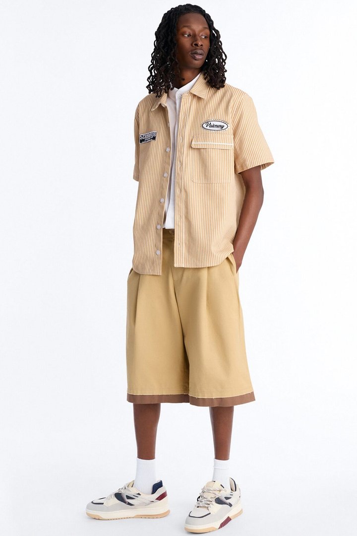 Baggy Pleated Milano Short - Tan
