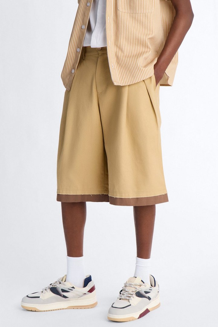 Baggy Pleated Milano Short - Tan