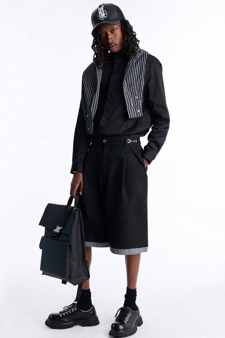 Baggy Pleated Milano Short - Black