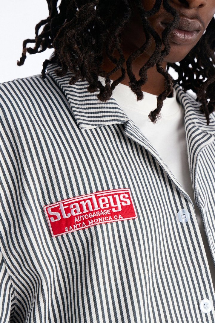 Cropped Pit Crew Mechanic Shirt - Black