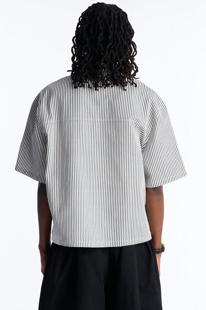 Cropped Pit Crew Mechanic Shirt - Black