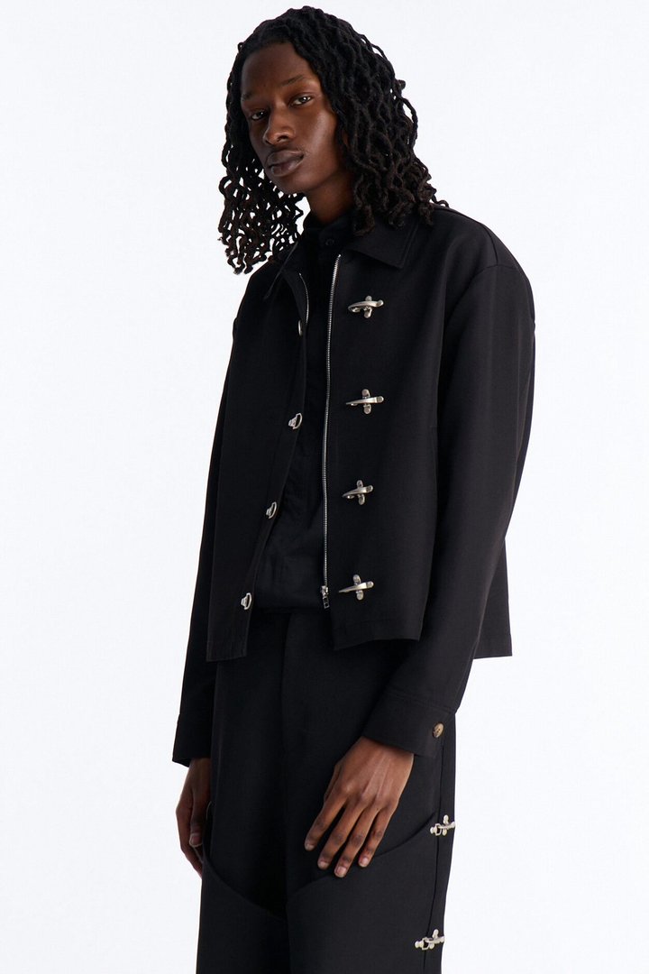Relaxed Vie Clasp Closure Jacket - Black