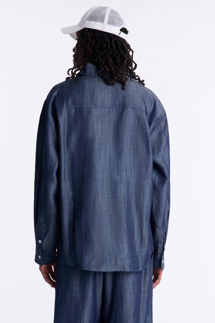Mercer Gates Relaxed Button Up Shirt - Indigo