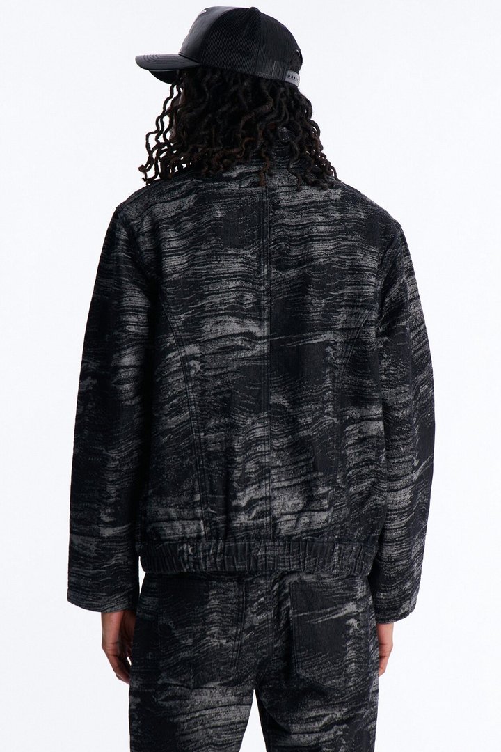 Jacquard Waves Denim Jacket - Black Wash